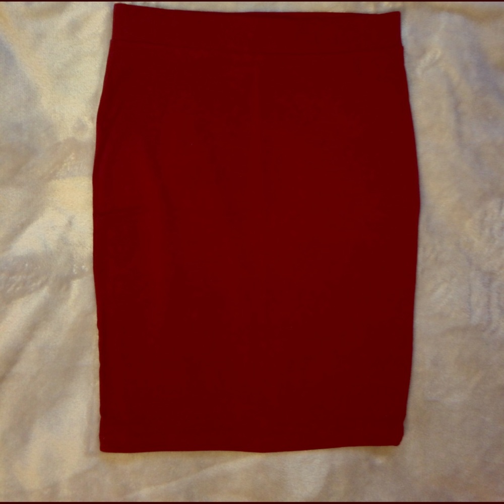 Classic Red Pencil Skirt - Women's Sleek Office Style